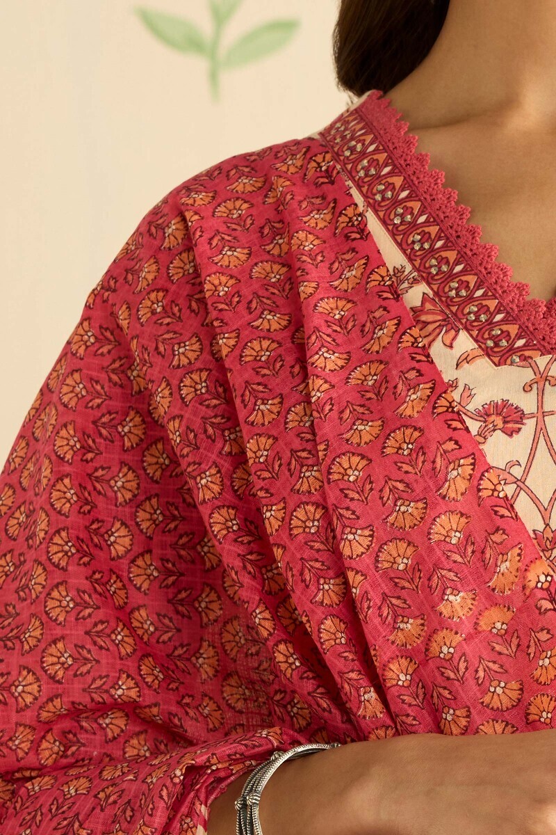 Pink Hand Printed Kota Dupatta