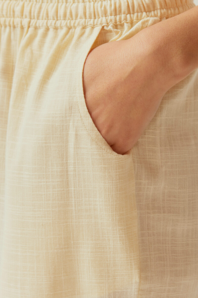 Cream Handcrafted Gauze Slub Narrow Pants