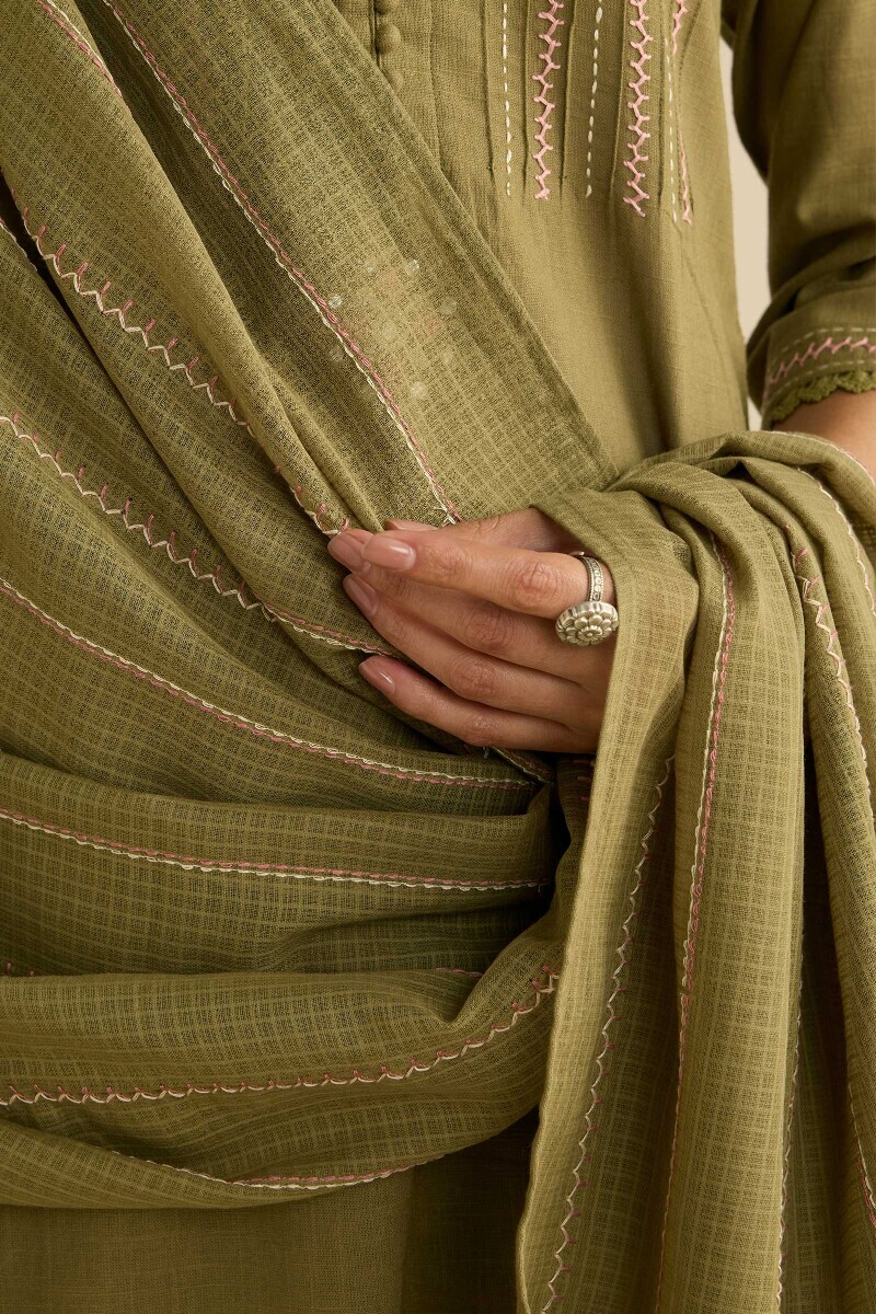 Green Handcrafted Kota Dupatta