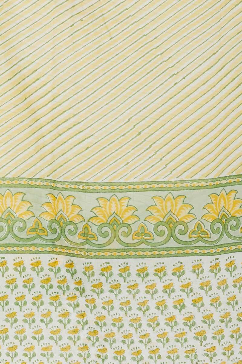 Yellow Block Printed Cotton Dupatta