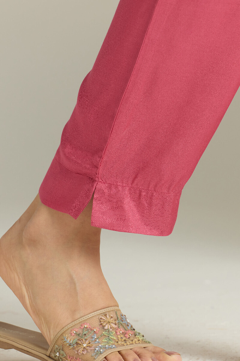 Pink Handcrafted Modal Narrow Pants