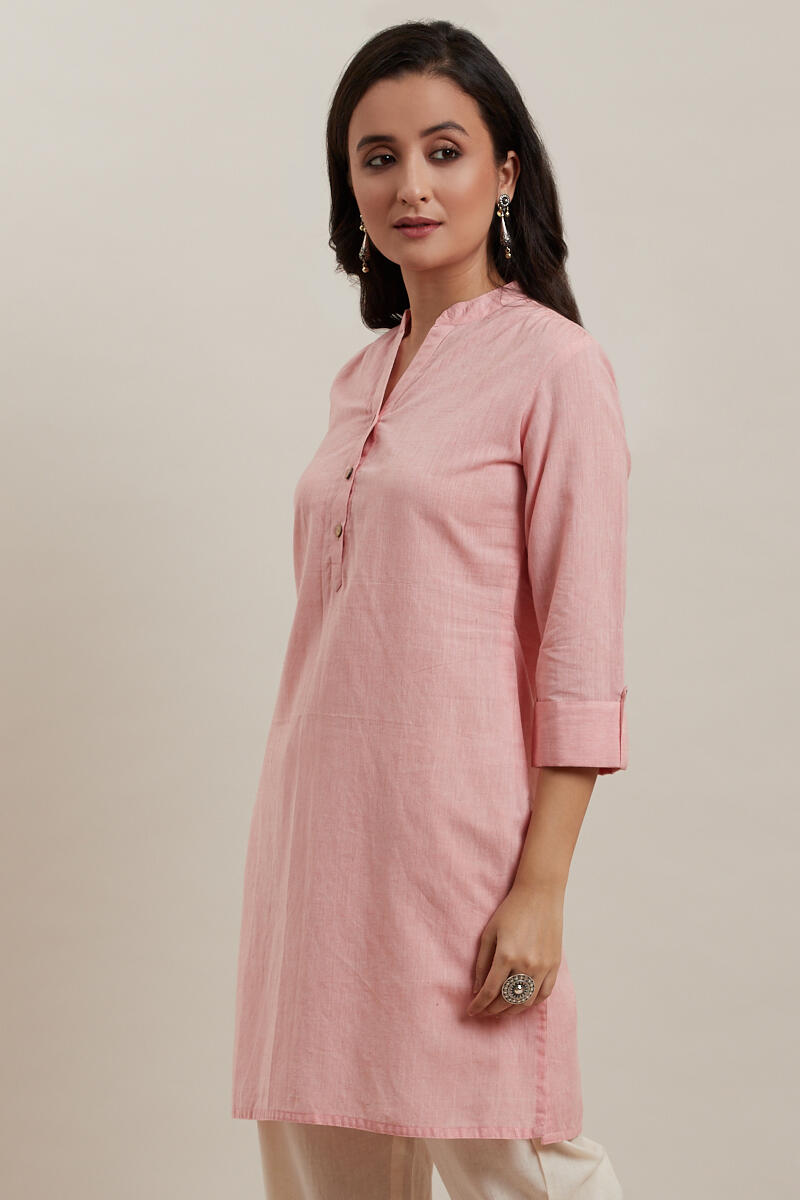 Pink Handcrafted Cotton Kurta