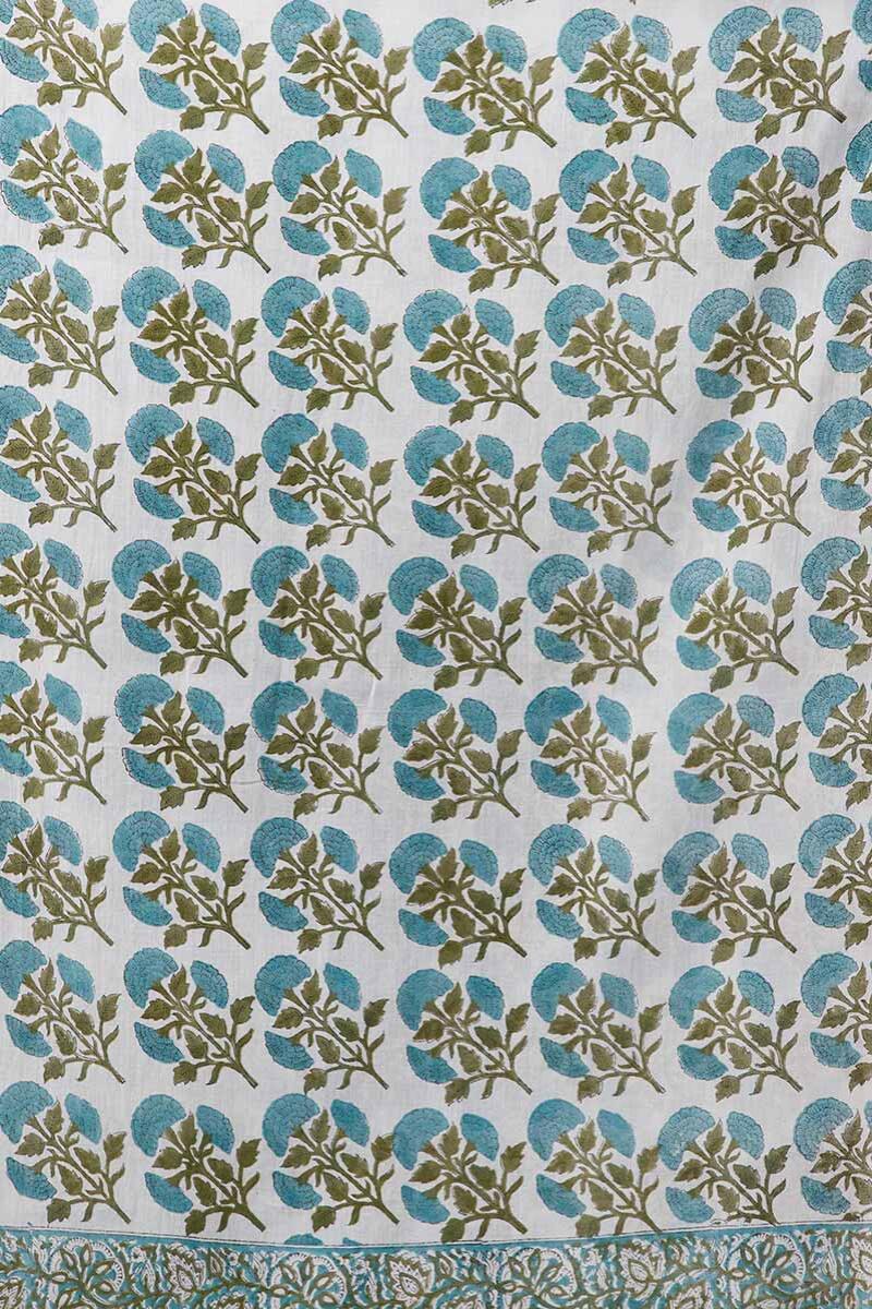 Green Block Printed Cotton Dupatta