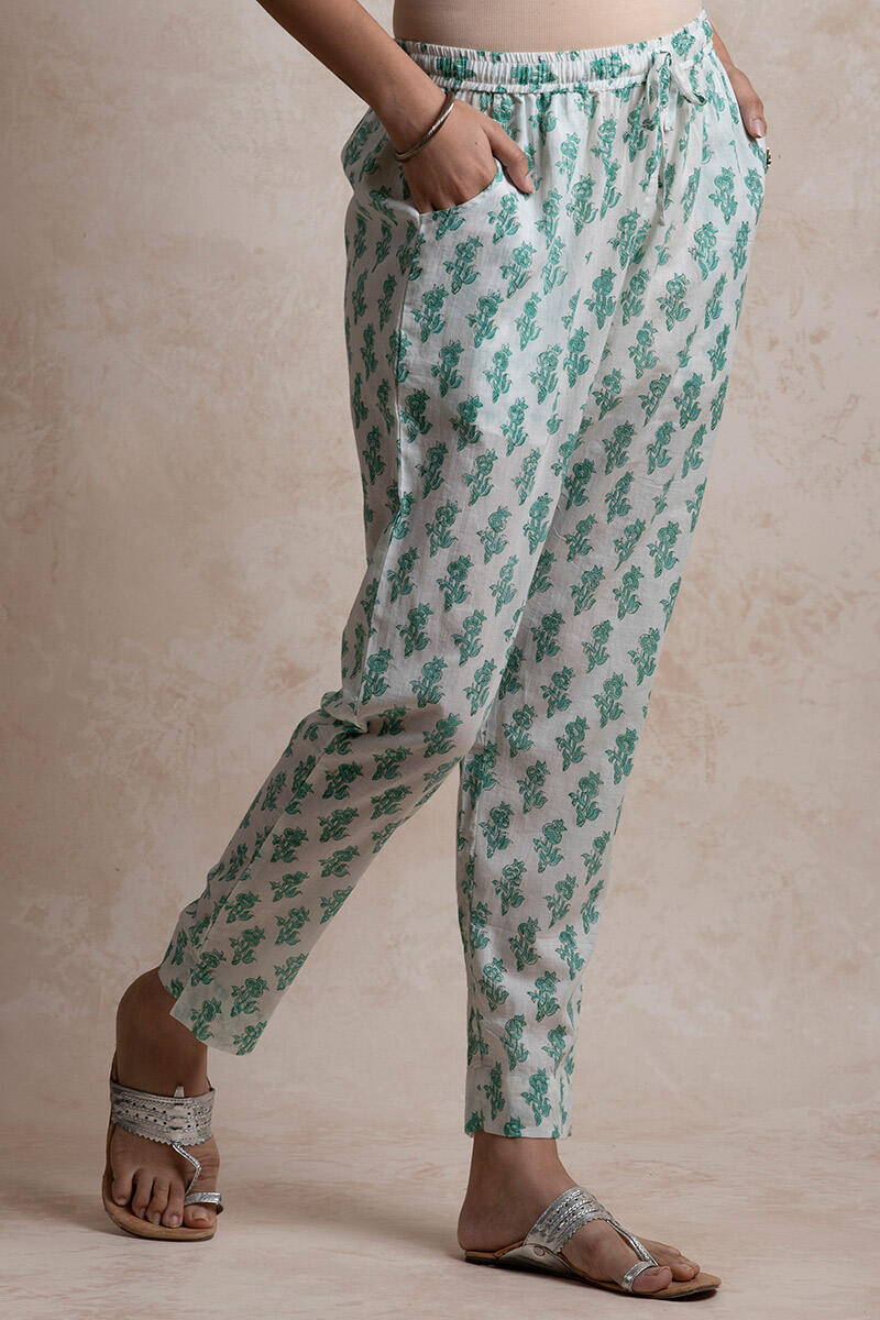 Sanganeri Block Printed Cotton Cigarette Pants