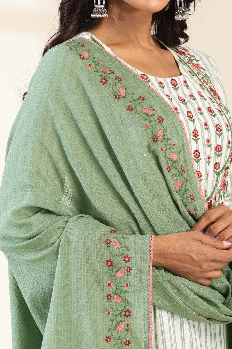 Green Handcrafted Kota Dupatta
