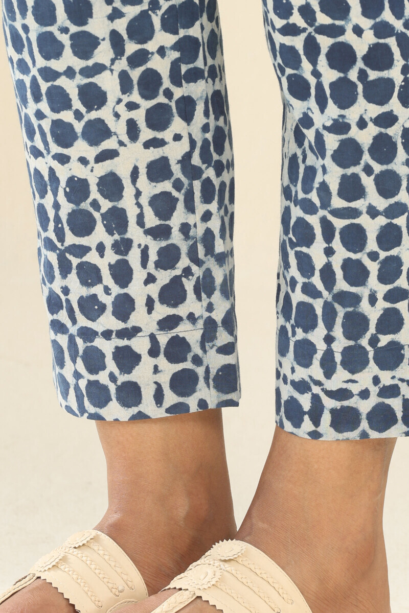 Indigo Hand Block Printed Cotton Narrow Pants