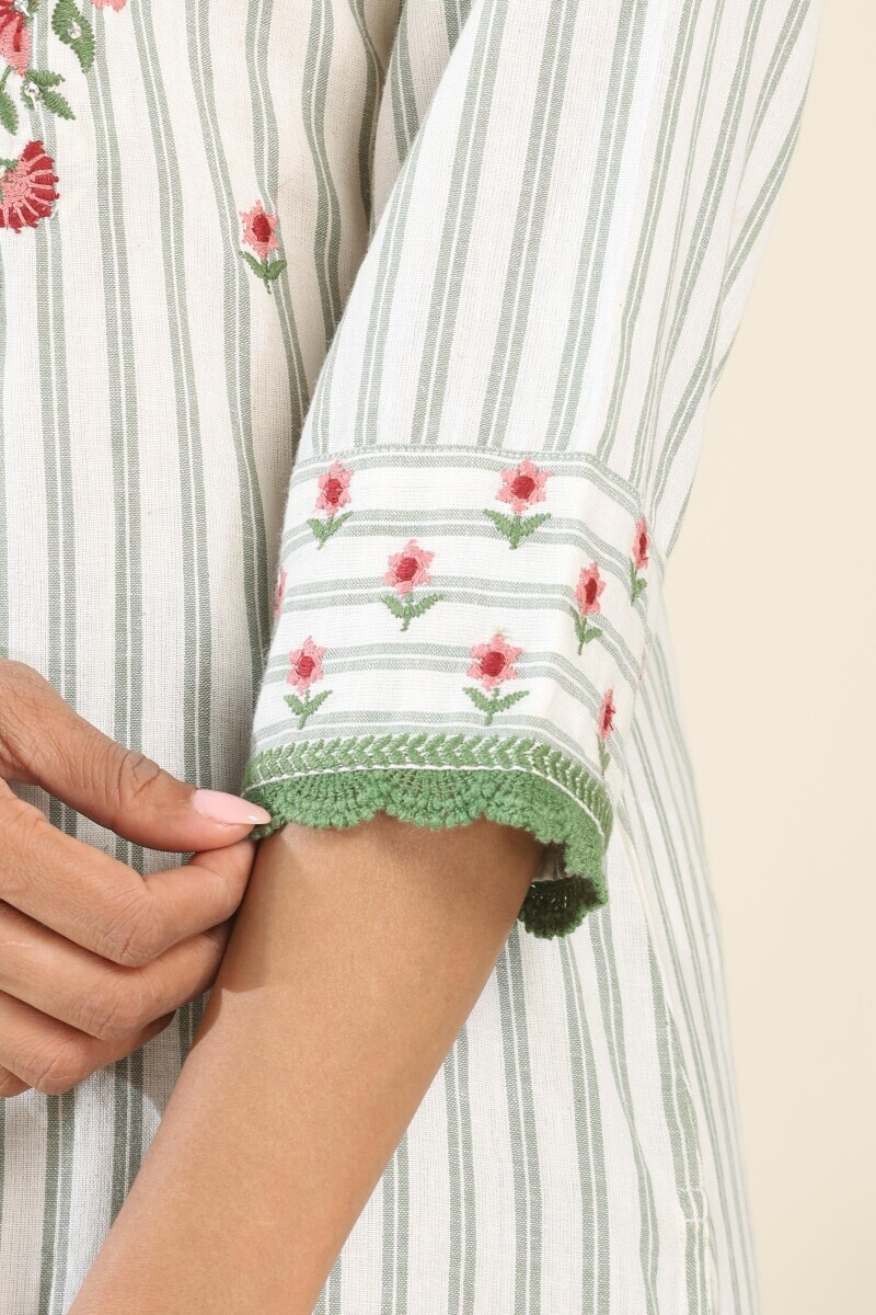 Off-White Handcrafted Straight Cotton Kurta