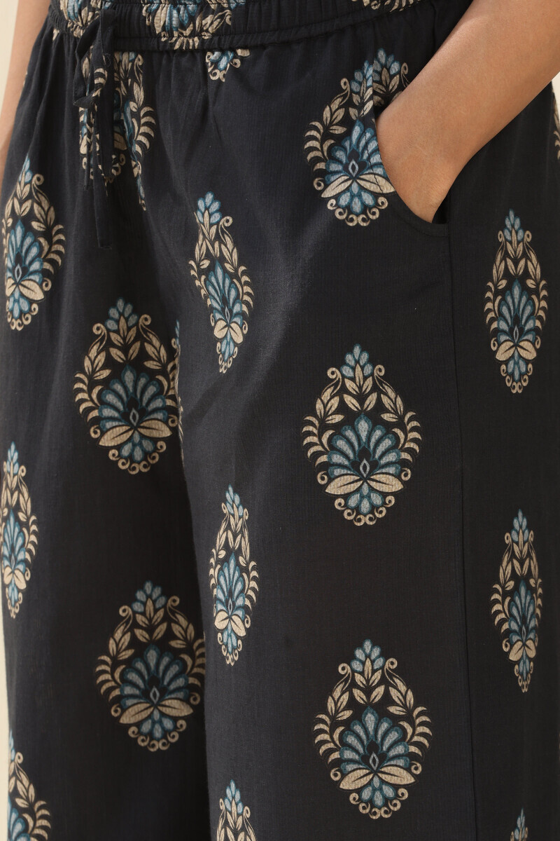 Black Printed Cotton Dobby Farsi