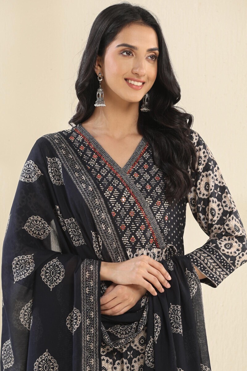 Black Printed Viscose Dupatta