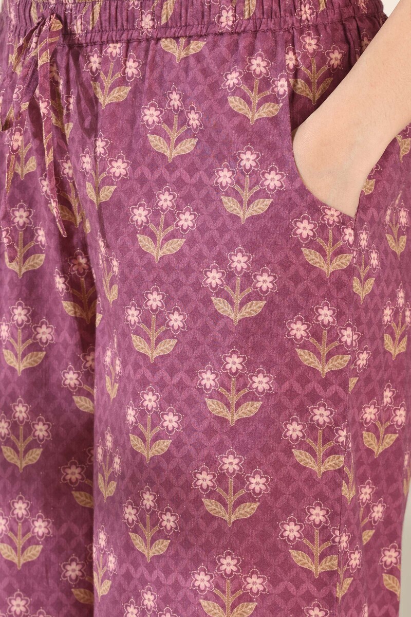 Purple Printed Cotton Farsi