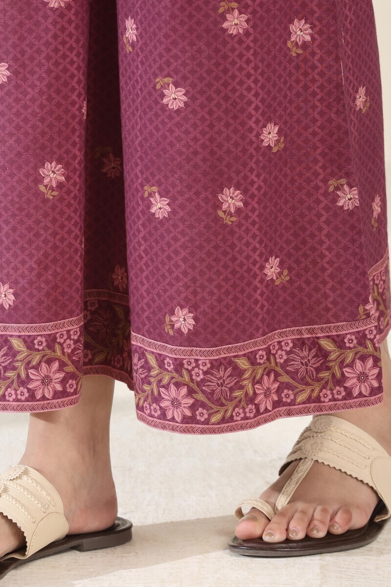 Purple Printed Cotton Palazzo