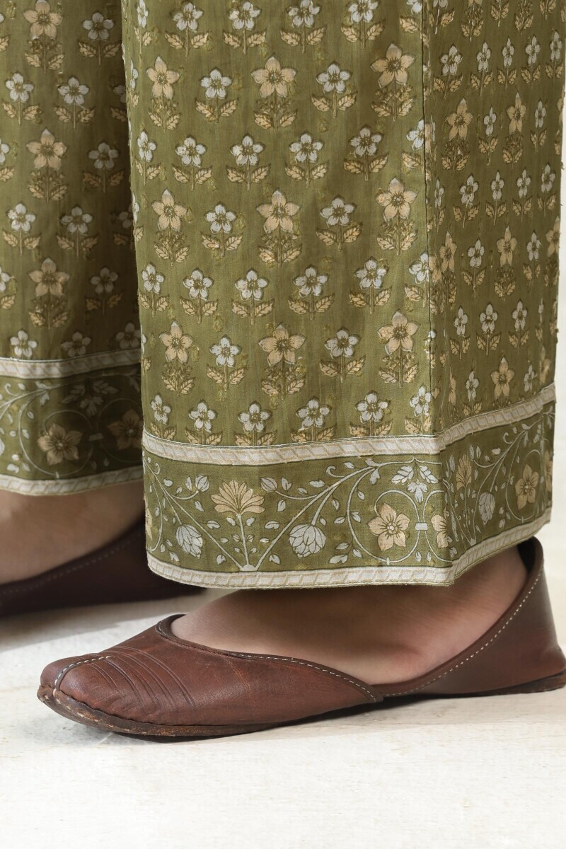 Green Hand Block Printed Cotton Farsi