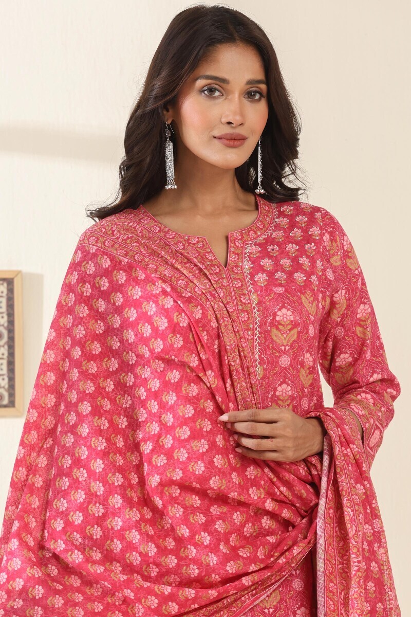 Pink Printed Kota Dupatta