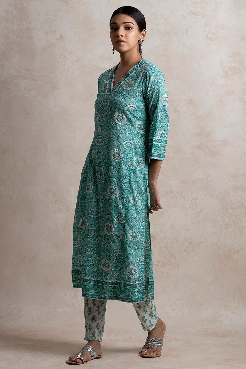 Sanganeri Block Printed Straight Cotton Kurta