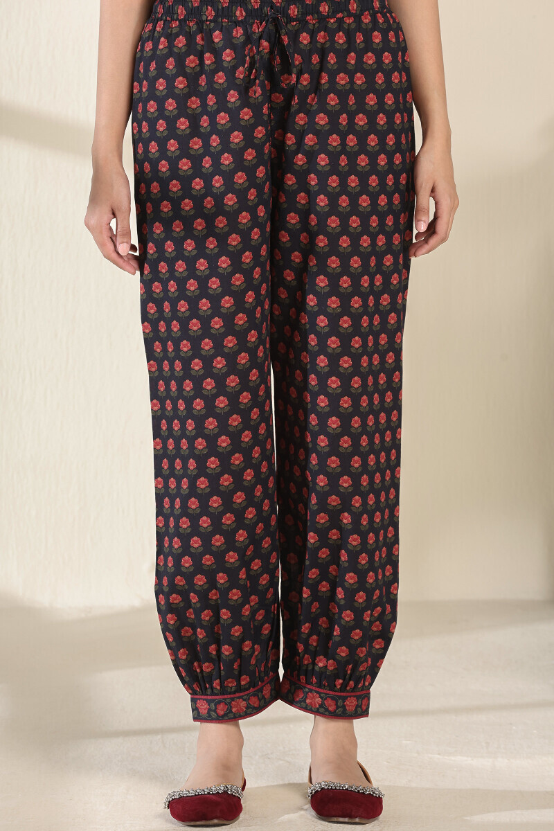 Black Printed Cotton Izhaar Pants