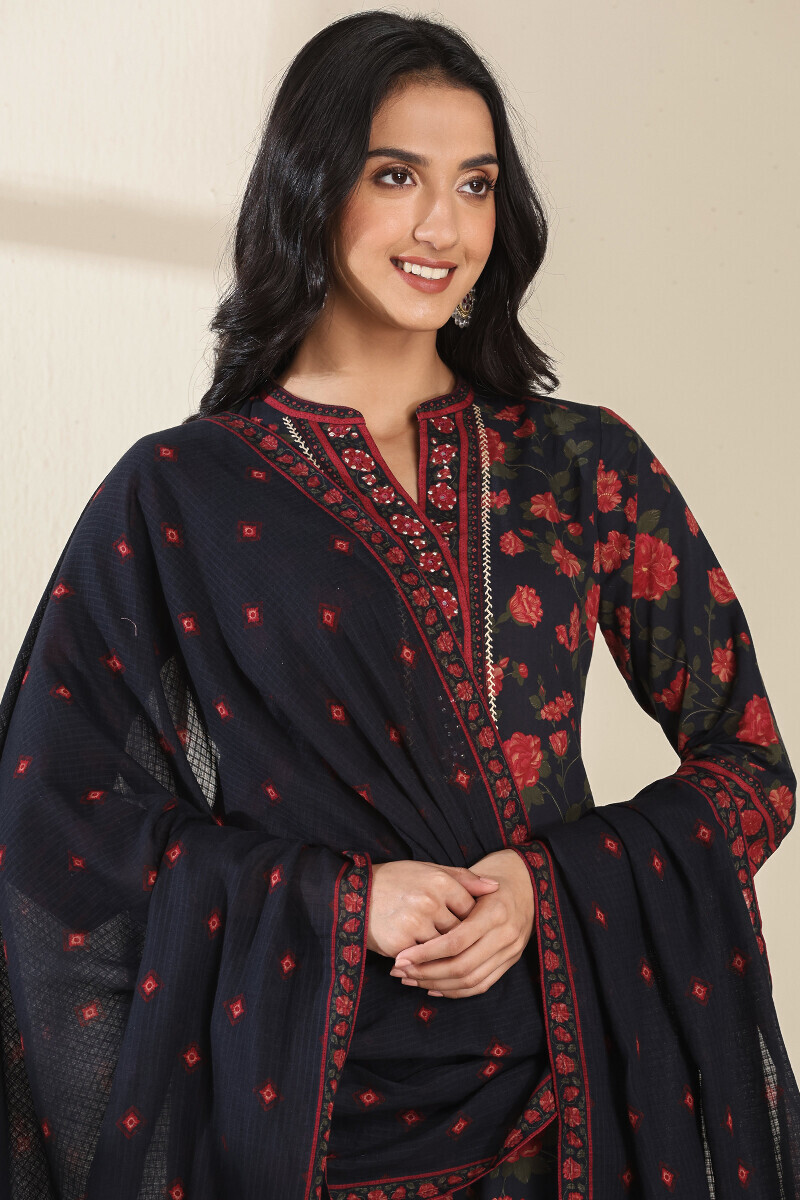 Black Printed Kota Dupatta