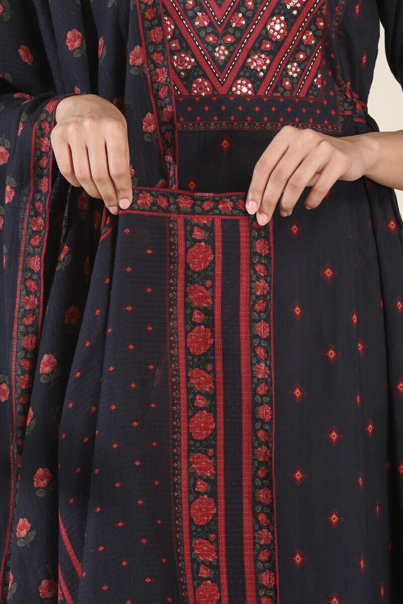 Black Printed Kota Dupatta