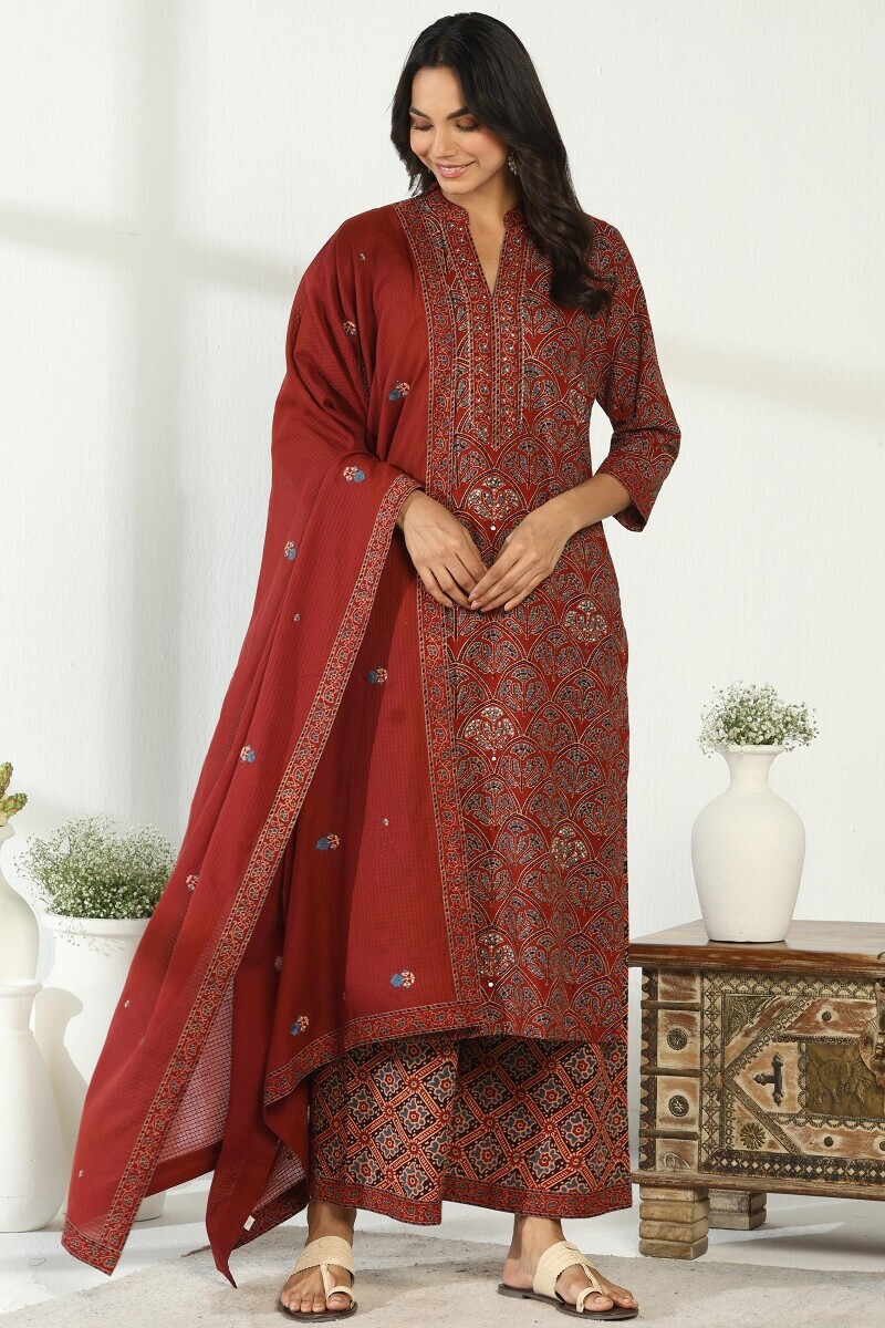 Ajrak Hand Block-Printed Cotton Farsi