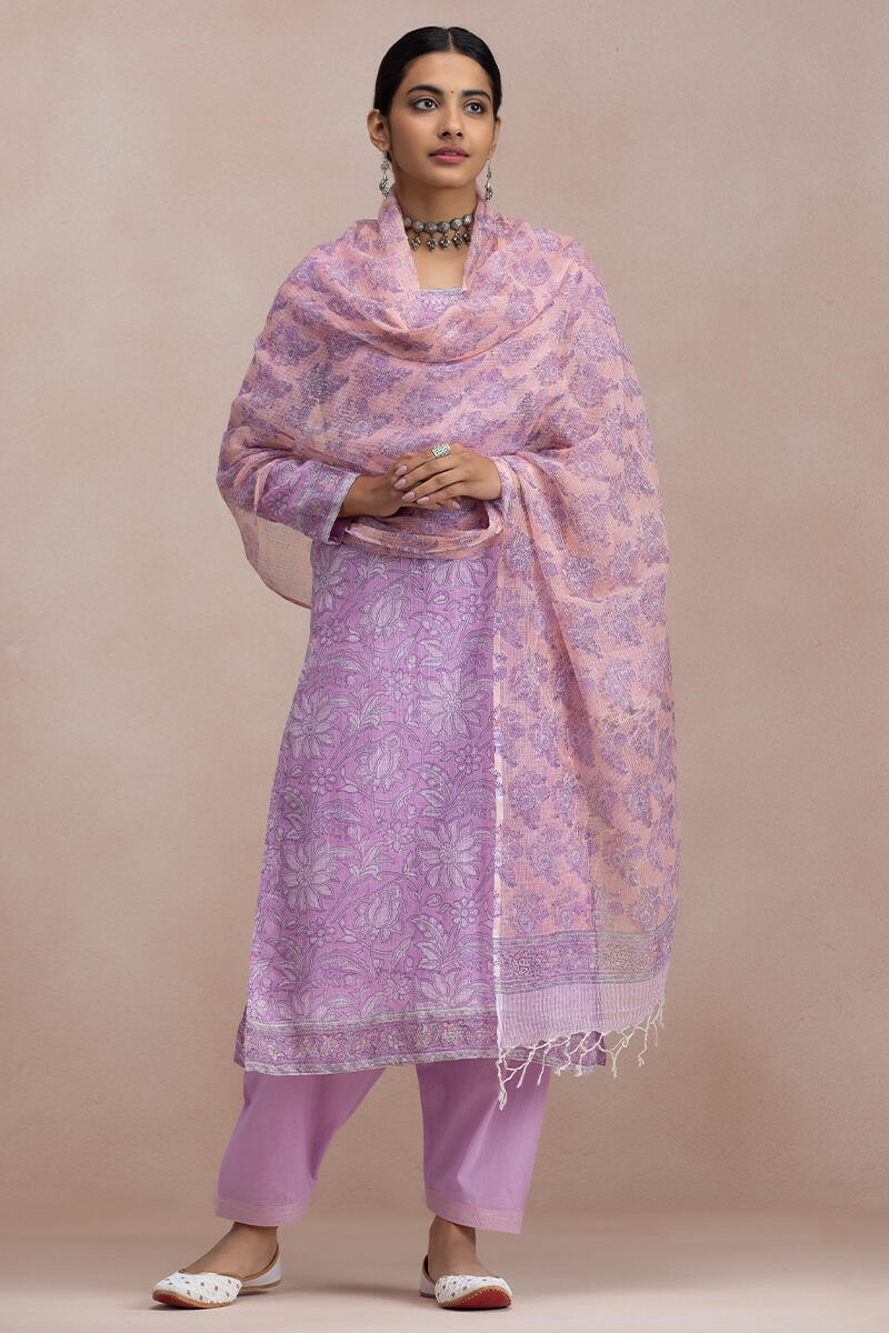 Purple Handcrafted Straight Kota Kurta