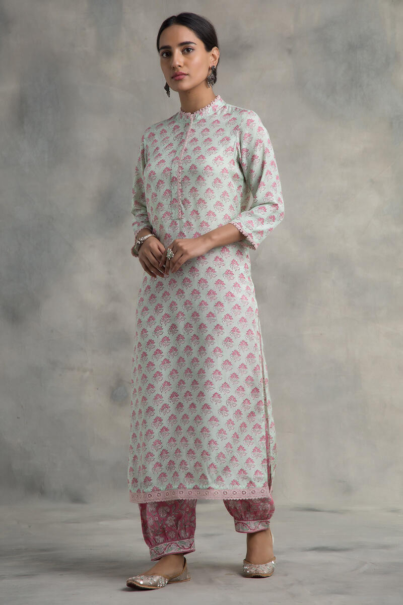 Pink Block Printed Muslin Izhaar Pants