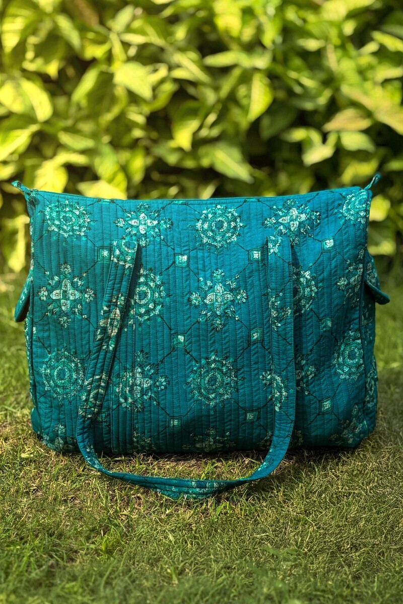 Akola Hand Block-Printed Cotton Duffel Bag