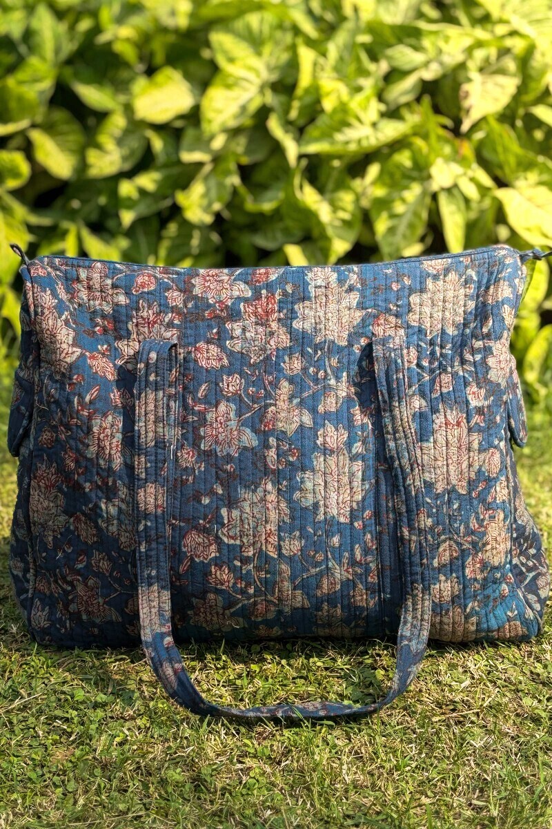 Akola Hand Block-Printed Cotton Duffel Bag