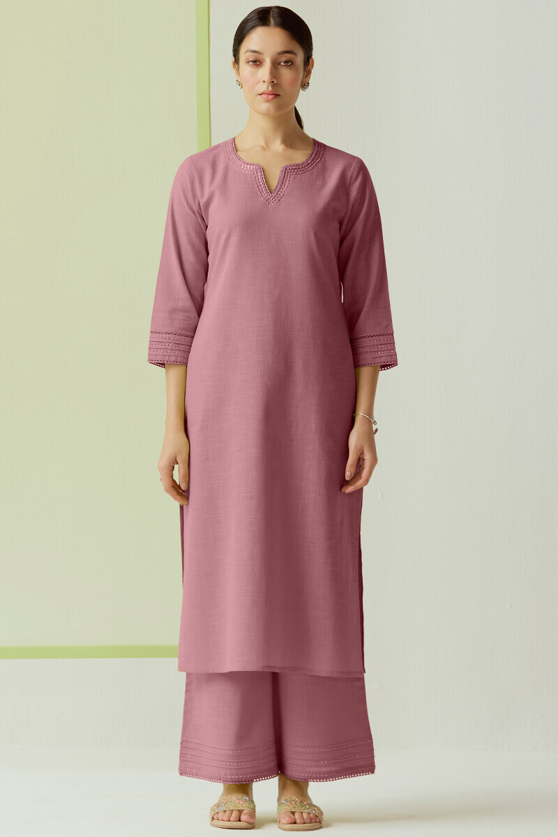 Mauve Handcrafted Gauze Slub Farsi
