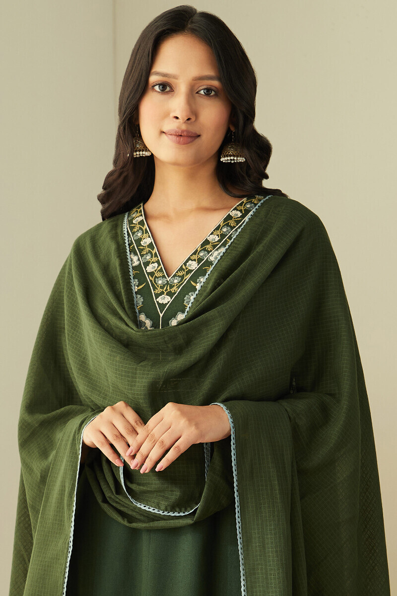 Green Handcrafted Kota Dupatta