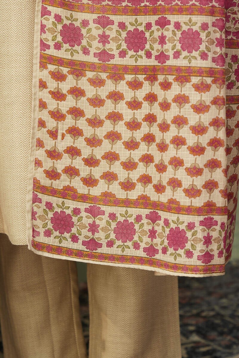 Beige Printed Kota Dupatta