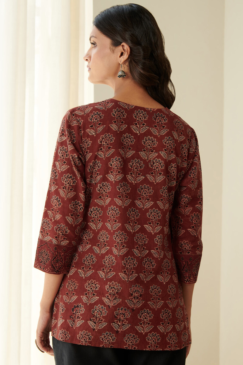 Ajrak Hand Block Printed Cotton Top