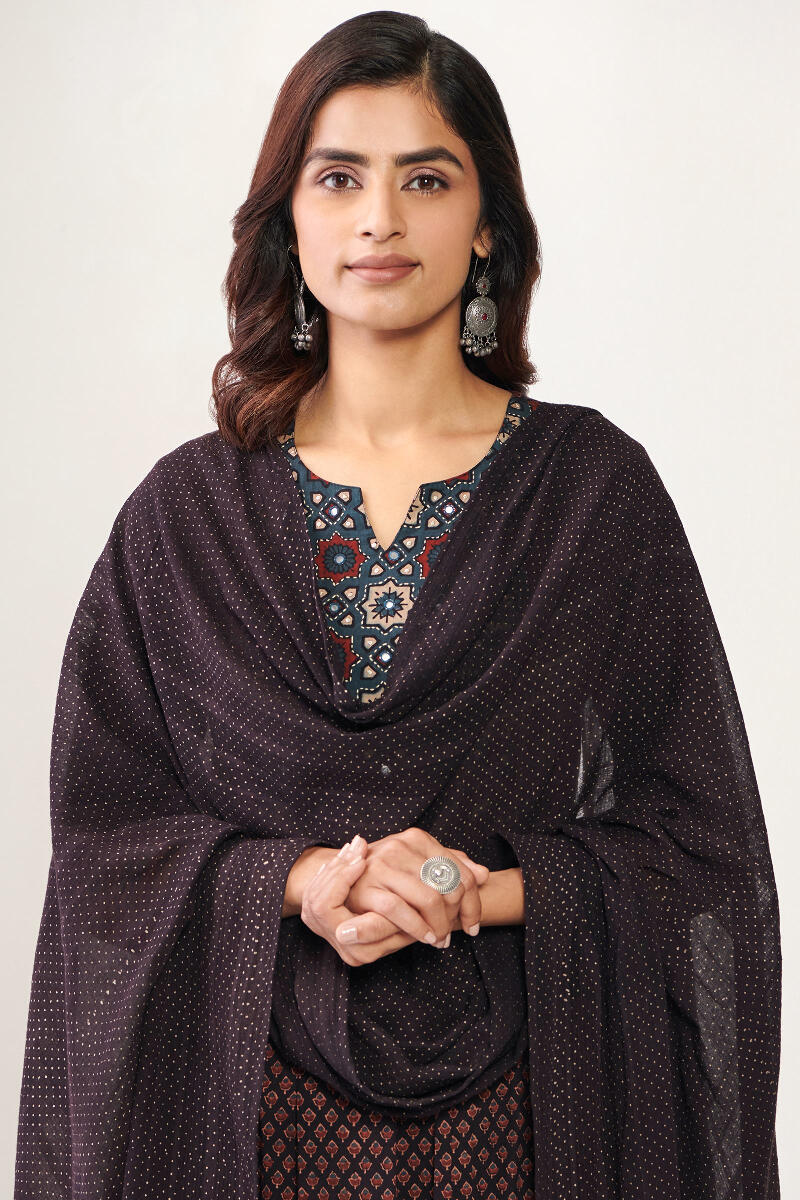 Ajrak Hand Block Printed Cotton Dupatta