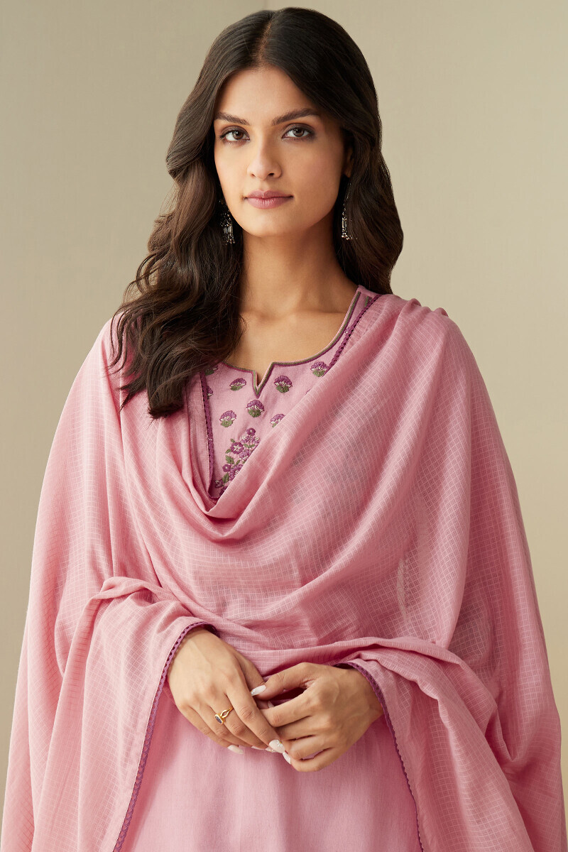 Pink Handcrafted Kota Dupatta