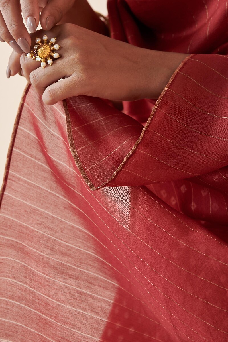 Red Handcrafted Chanderi Dupatta