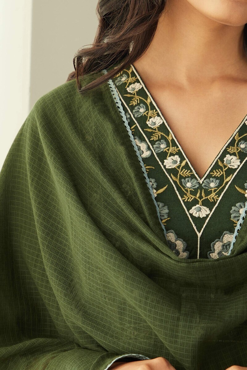 Green Handcrafted Kota Dupatta