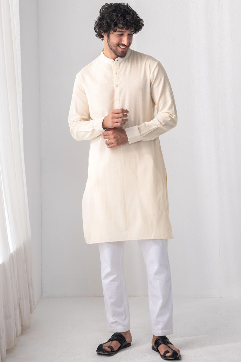 Yellow Handcrafted Cotton Kurta