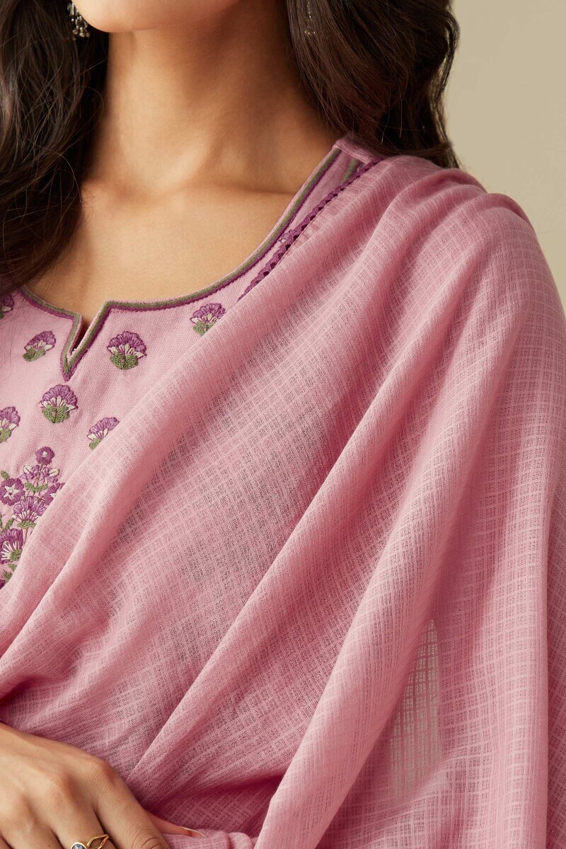 Pink Handcrafted Kota Dupatta