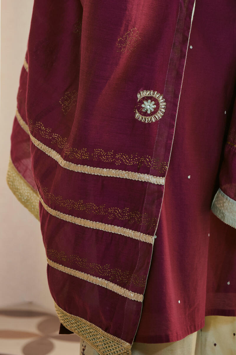 Purple Handcrafted Chanderi Dupatta