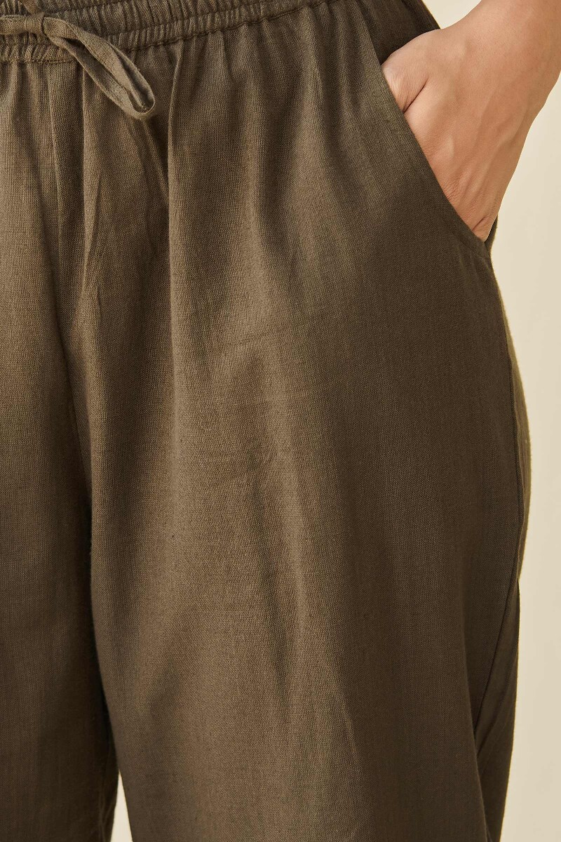 Brown Handcrafted Handloom Narrow Pants