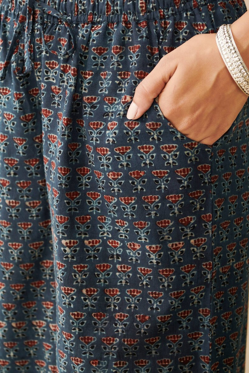 Indigo Hand Block Printed Cotton Palazzo