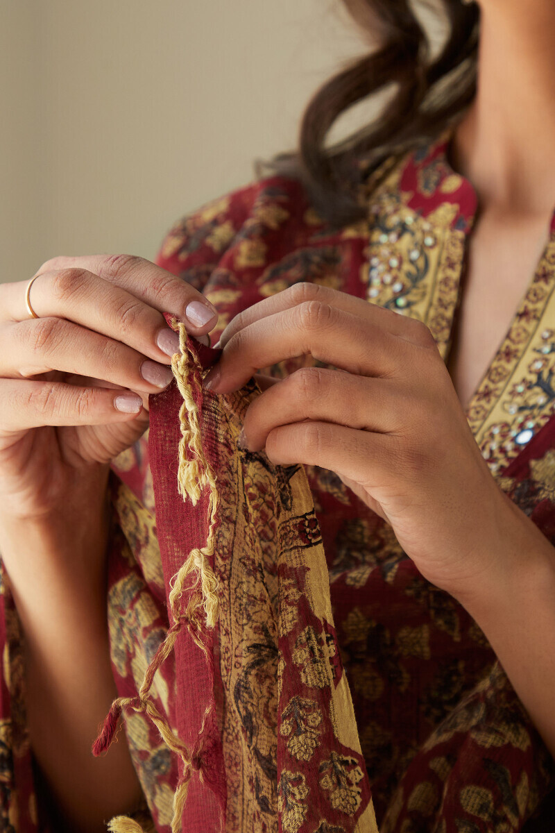 Bagru Hand Block-Printed Kota Dupatta