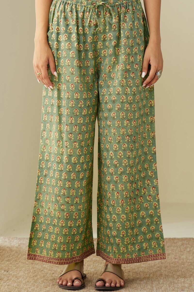 Green Hand Block-Printed Cotton Farsi