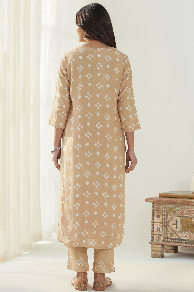 Brown Printed Straight Modal Kurta