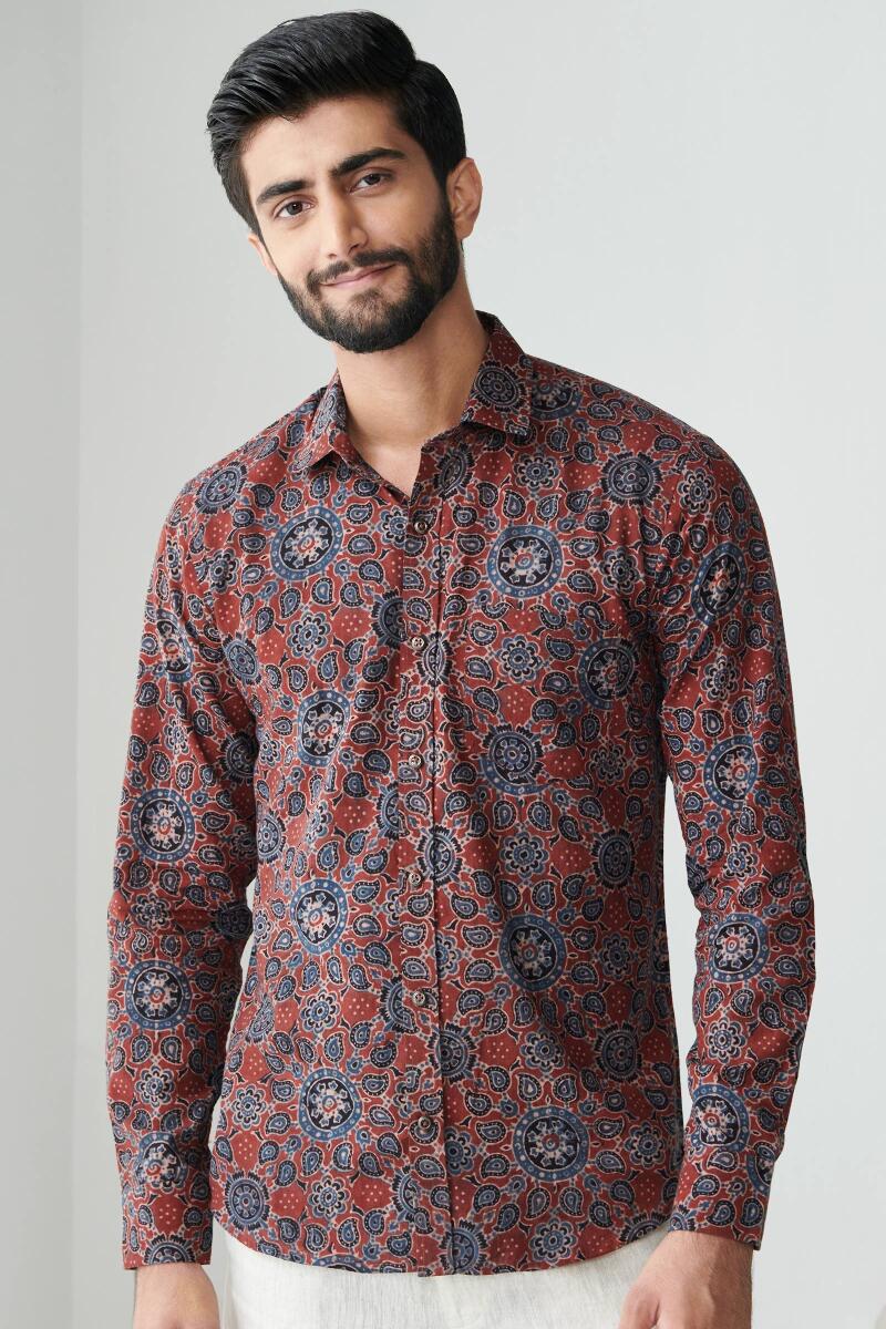 Ajrak Hand Block Printed Cotton Shirt