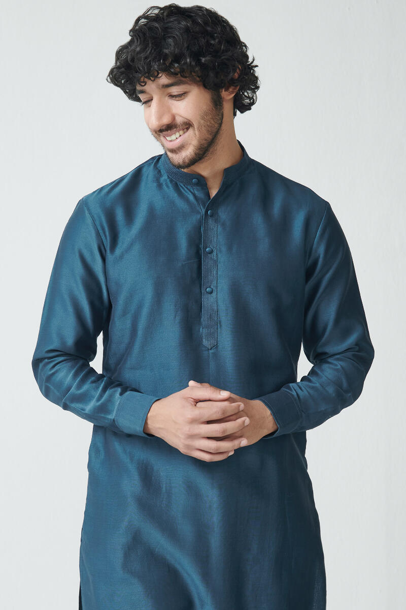 Blue Handcrafted Chanderi Kurta