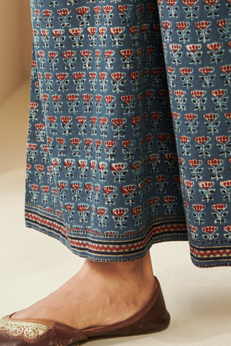 Indigo Hand Block Printed Cotton Palazzo