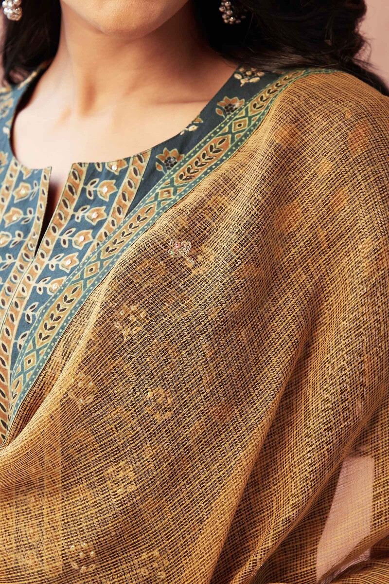 Mustard Handcrafted Kota Dupatta