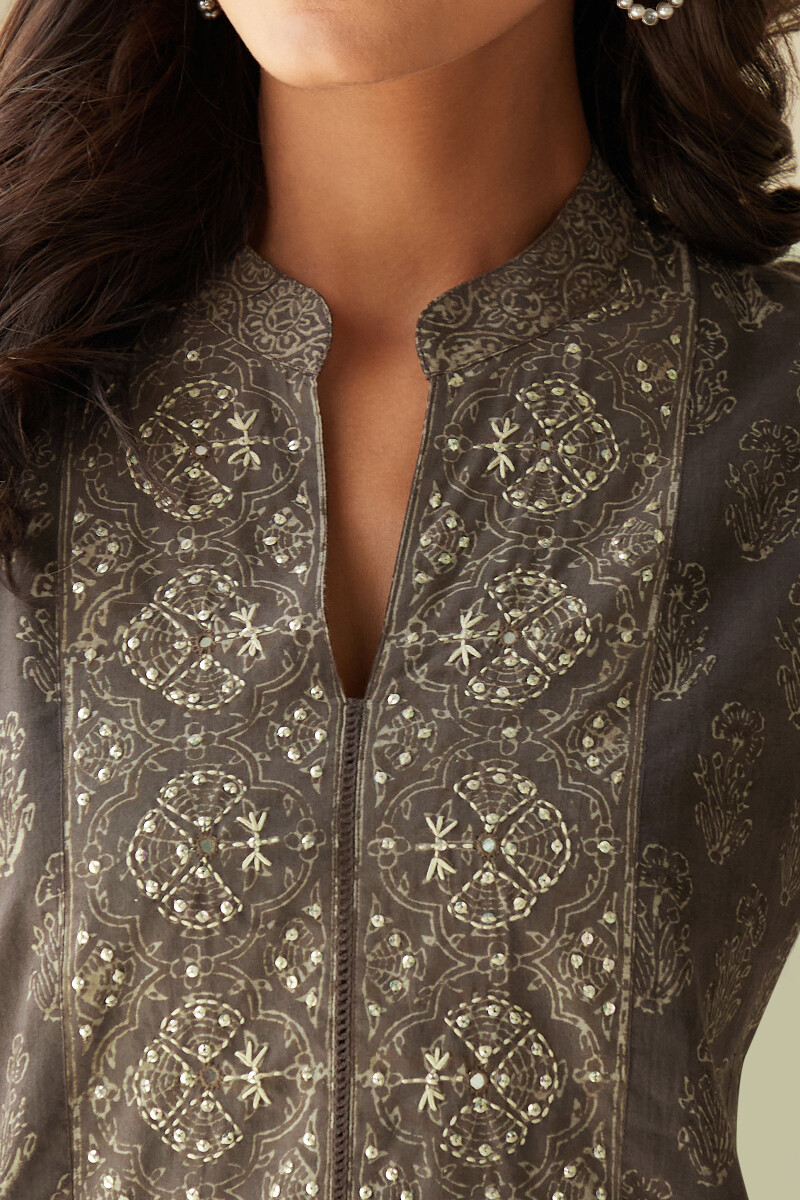 Akola Hand Block-Printed Straight Cotton Kurta