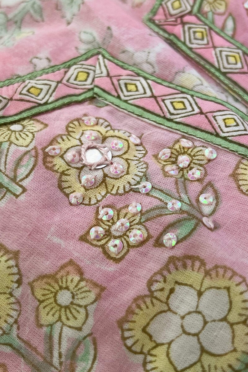 Pink Hand Block Printed Cotton Top