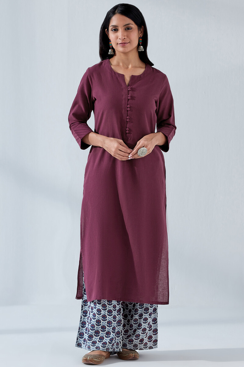 Pink Handcrafted Straight Handloom Kurta