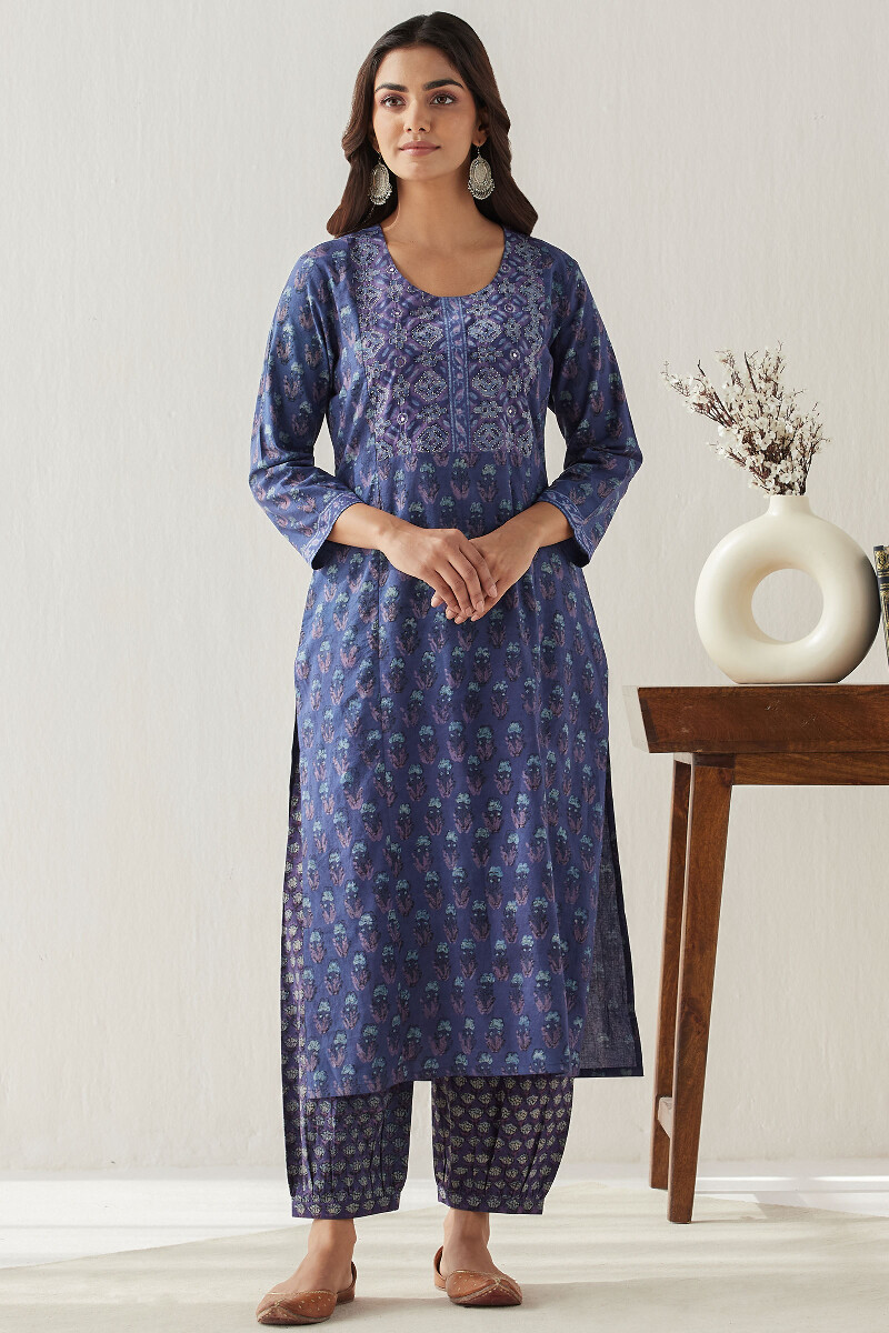Akola Hand Block Printed Straight Cotton Kurta